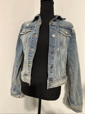Zara Light Blue Distressed Denim Jacket
